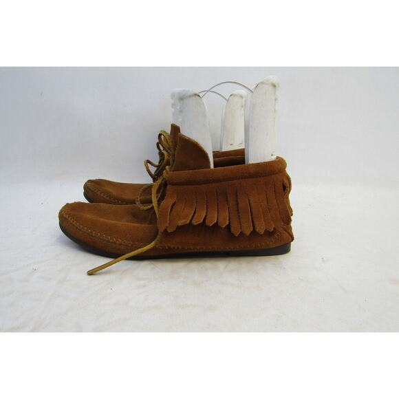 Minnetonka Womens Size 9 Brown Suede Fringe Ankle Fashion Boots Bootie - Picture 1 of 11